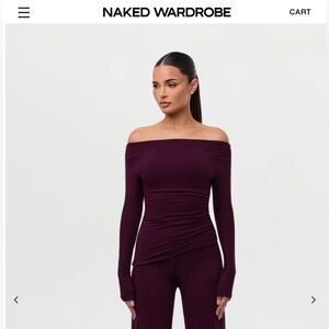 Naked Wardrobe OFF-SHOULDER ASYMMETRIC TOP